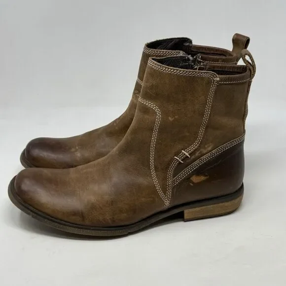 Bed Stu Revolution Boots Mens 10 Brown Distressed Leather Side Zip Ankle Hipster - Picture 3 of 16